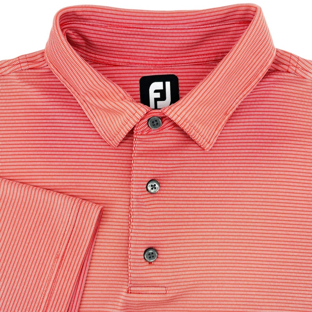 FootJoy ProDry Mens XL Coral White Micro Stripe Golf Polo Shirt Short Sleeve
